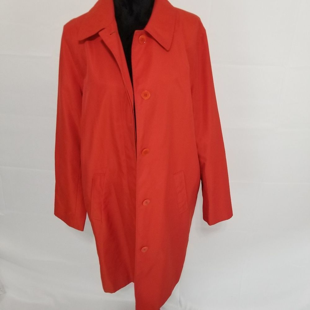 Lauren by Ralph Lauren Red-Orange Trench Coat with Hidden Buttons. #263